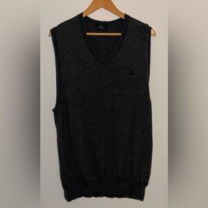 Brooks Brothers Men's XXL Gray Pullover V-Neck Vest 100% Merino